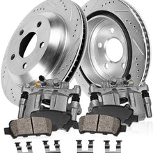 CCK02530 REAR Original [2] Calipers + [2] Zinc Plated Drilled/Slotted Rotors + [4] Low Dust Ceramic Brake Pads