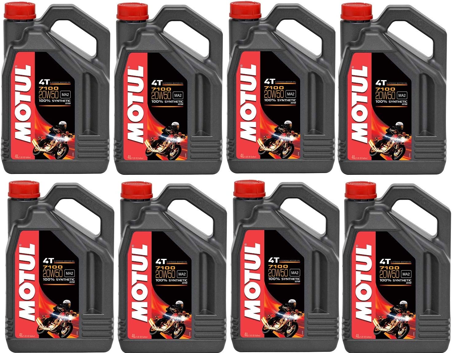 Motul 104104 Set of 8 7100 4T 20W-50 Motor Oil 1-Gallon Bottles