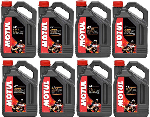 Motul 104104 Set of 8 7100 4T 20W-50 Motor Oil 1-Gallon Bottles
