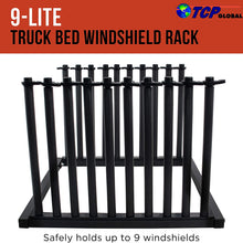 TCP Global 9-Lite Truck Bed Windshield Rack - Mobile 9 Slot Auto Glass Cargo Protection Management Rack - Safety Rubber Foam Pads, Mast Locks - Replacement Windshield Window Holder