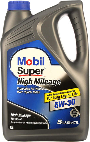 Mobil Super 5W-30 High Mileage Motor Oil 5 qt.