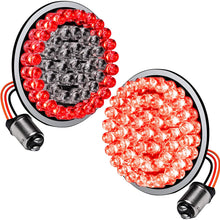 2" 1157 Red Harley Rear LED Turn Signal Tail Brake Light [Pair Set] [Black-Finish] [HALO] [Bullet Style] Turn Signals For Harley Davidson Sportster Street Glide Road King Softail Electra Heritage Dyna