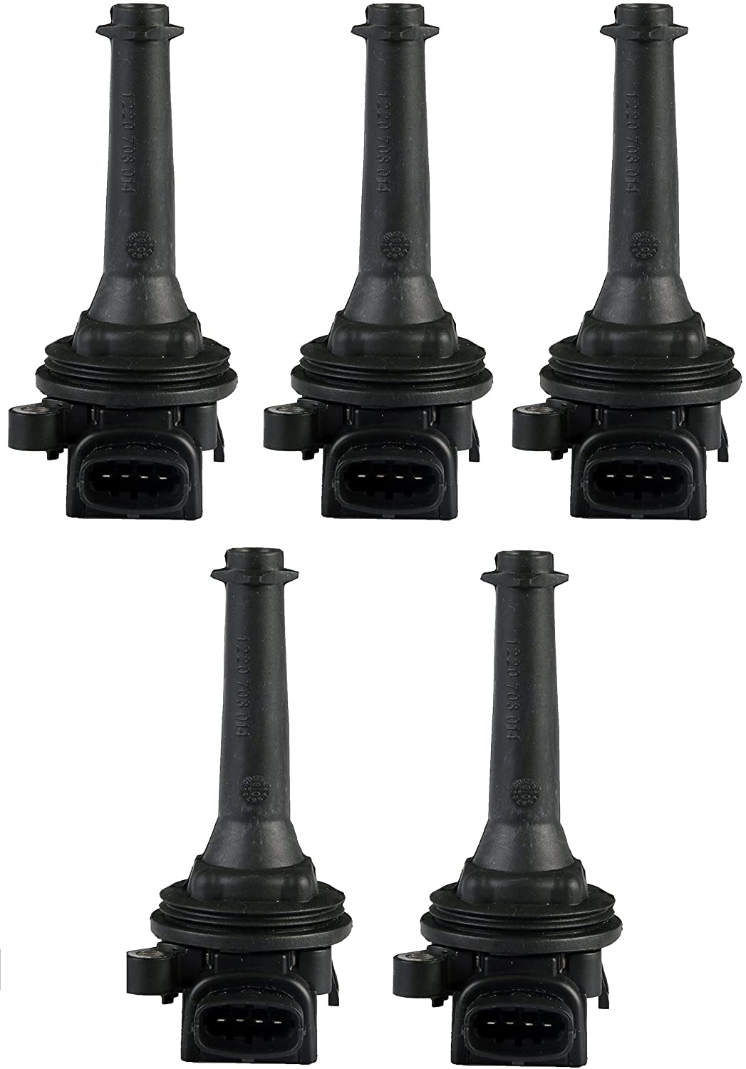 ENA Pack of 5 Ignition Coils Compatible with Volvo S60 C70 S70 V70 XC70 S80 XC90 fits 2.3L 2.4L 2.5L L5 C1258 UF-341