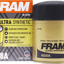 FRAM Ultra Synthetic Automotive Replacement Oil Filter, Designed for Synthetic Oil Changes Lasting up to 20k Miles, XG8A with SureGrip (Pack of 1)