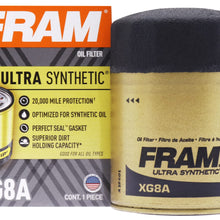 FRAM Ultra Synthetic Automotive Replacement Oil Filter, Designed for Synthetic Oil Changes Lasting up to 20k Miles, XG8A with SureGrip (Pack of 1)