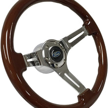 Volante Sport Wood 6-Bolt Mahogany Finish Steering Wheel Blue Oval Kit compatible with 1964-1967 Ford Mustang, Fairlane, Galaxie, Falcon & Comet