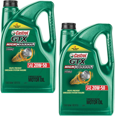 Acme Communications GTX High Mileage 20W-50 Synthetic Blend Motor Oil, 5 Quart (Pack of 2)