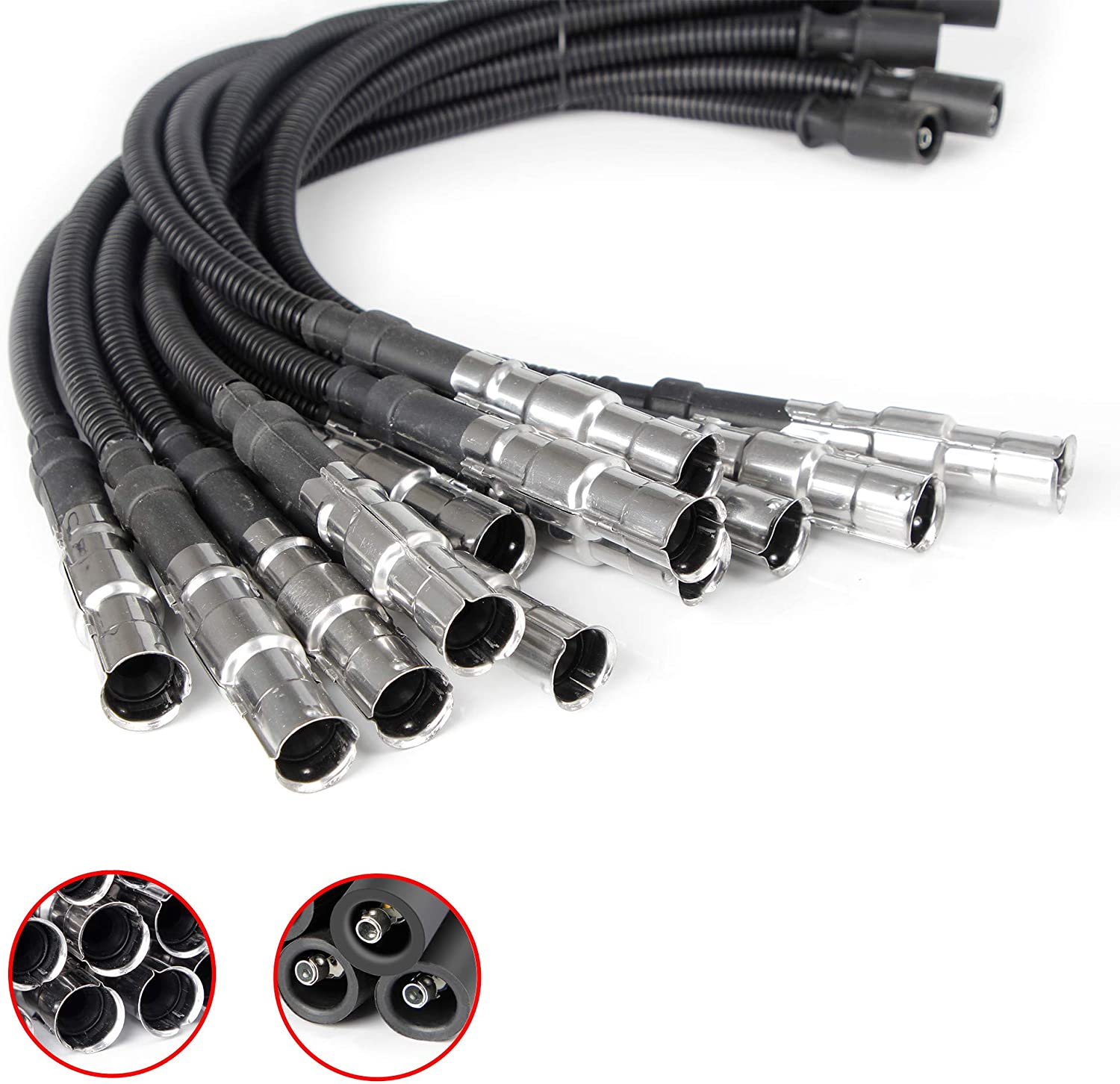 Carbole 7mm 12 pcs Spark Plug Ignition Wireset For Mercedes Benz C-Class E-Class ML SLK 320 350 1997-2009 Replacement Wire Set for UF359 5C1226 Coils (Black( Part NO.1121500118 1121500218))