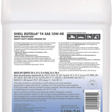 Shell Rotella T4 Triple Protection Conventional 15W-40 Diesel Engine Oil (2.5 Gallon, Single Pack)