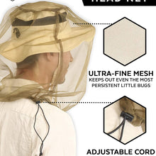 Mosquito Head Net Mesh - Bug/Insect Face Netting for Hats with Extra Fine Fly Screen Holes for Men & Women - Ultimate Outdoor Protection/Shield from Bugs, Gnats, No-See-Ums & Midges. Chemical Free