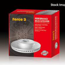 Stirling - 2010 For Toyota Corolla Front Cross Drilled Slotted and Anti Rust Coated Disc Brake Rotors and Ceramic Brake Pads