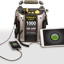 STANLEY J5C09 JUMPiT Portable Power Station Jump Starter: 1000 Peak/500 Instant Amps, 120 PSI Air Compressor, USB Port, Battery Clamps