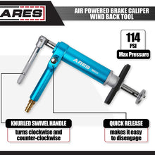 ARES 18023-23-Piece Brake Caliper Wind Back Tool Set - Pneumatic Design for Easy One-Person Use - Includes Compressor Tool and 22 Drive Key Disc Adapters - Storage Case Included