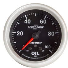 Auto Meter 7653 Sport-Comp II 2-5/8" 0-100 PSI Full Sweep Electric Oil Pressure Gauge wtih Peak Memory and Warning