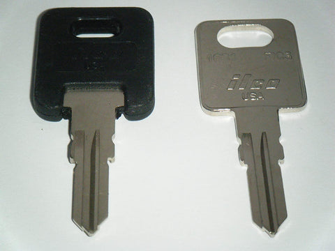 HF316 RV Keys Ilco RV Motorhome Trailer Keys 1 Black Top & 1 Metal Cut to HF316 Working Keys Travel Trailer Motor Home Toy Hauler Keys Replacement Keys FIC