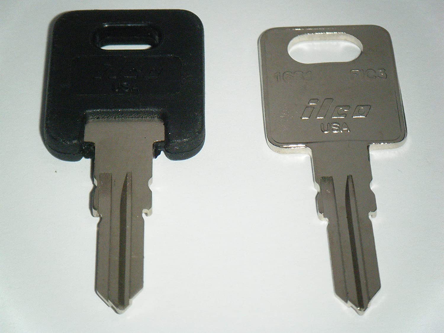 HF344 RV Keys Ilco RV Motorhome Trailer Keys 1 Black Top & 1 Metal Cut to HF344 Working Keys Travel Trailer Motor Home Toy Hauler Keys Replacement Keys FIC