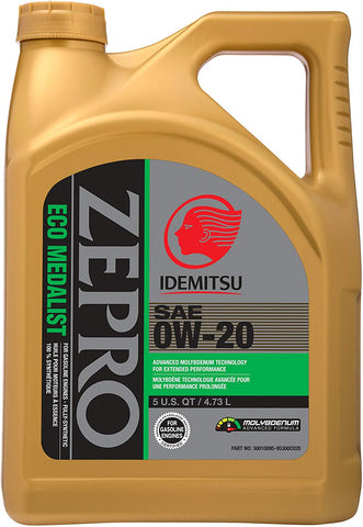 ZEPRO 30010095-95300C020 Eco Medalist Advanced Moly 0W-20 Engine Oil (5 Quart), 160. Fluid_Ounces