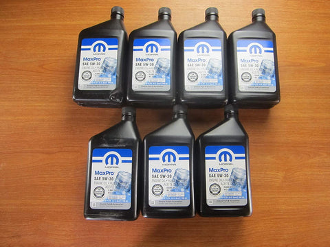 Mopar Chrysler Dodge Jeep Ram Seven Quarts of SAE 5W-30 Maxpro Motor Oil New OEM