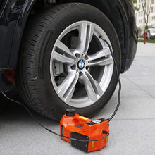 KUNFINE 2-in-1 Multifunctional Portable Car 5 Ton Electric Tire Lifting Auto Jacks Hydraulic Air Infatable Car Floor Jack LED Inflator Pump for Car SUV Trunk Sedan Van(6.1-17.7 inches)