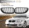 X AUTOHAUX 1 Pair Glossy Black Car Hood Kidney Bars Front Grille Double Line 4 Door for BMW E60 2003-2009