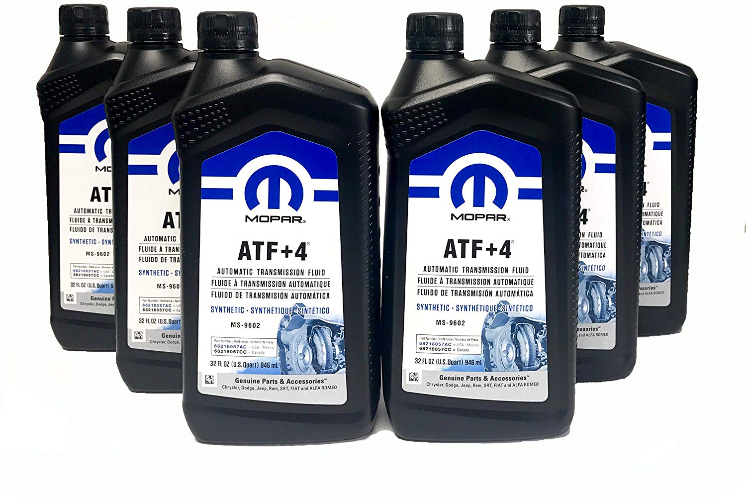 Mopar 68218057AB ATF+4 Automatic Transmission Fluid, 1 Quart (6 Pack)