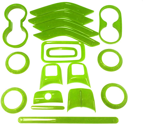 E-cowlboy 18 PCS Full Set Interior Decoration Trim Kit,Interior Door Handle Cover Trim,Air Conditioning Vent Cover Trim, Copilot Handle Cover Trim for Jeep Wrangler JK JKU 2011-2018 4-Door