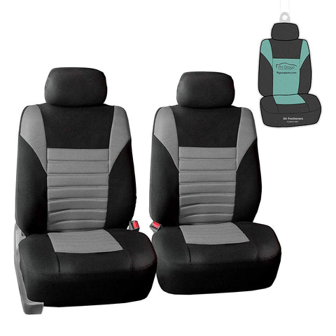 FH Group FB068102 Premium 3D Air Mesh Seat Covers Pair Set (Airbag Compatible), Gray/Black Color- Fit Most Car, Truck, SUV, or Van