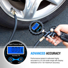 Nilight Digital Tire Pressure Gauge Medium 250 PSI Air Chuck and Compressor Accessories Heavy Duty with Rubber Hose and Quick Connect Coupler for 0.1 Display Resolution
