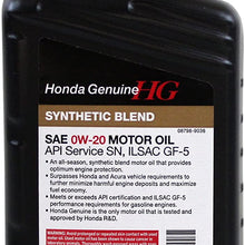 Genuine Honda Fluid 08798-9036 0W-20 Full Synthetic Blend Motor Oil - 1 Quart Bottle