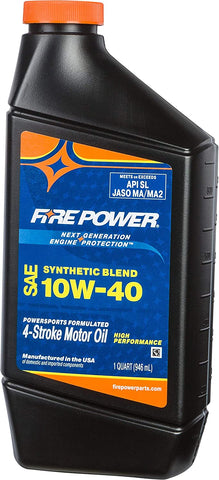 Fire Power ATV UTV Motorcycle Synthetic Blend Motor Oil 10W40 Quart 196982