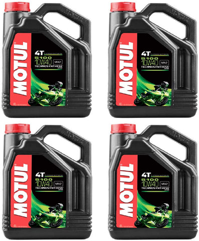 Motul 104068 Set of 4 5100 4T 10W-40 Motor Oil 1-Gallon Bottles
