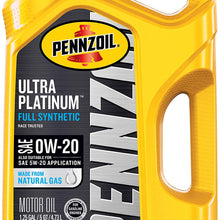 Pennzoil Ultra Platinum Full Synthetic 0W-20 Motor Oil (5-Quart, Single Pack)
