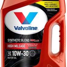Valvoline High Mileage with MaxLife Technology SAE 10W-30 Synthetic Blend Motor Oil 5 QT