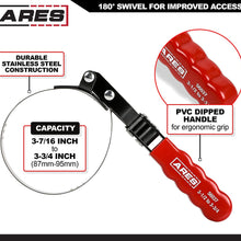 ARES 56039 - 4-in-1 Swivel Oil Filter Wrench - 2 3/8" to 4 3/8" (60mm to 110mm) Capacity - 180 Degree Swivel for Better Access, Self-Tightens on Filter