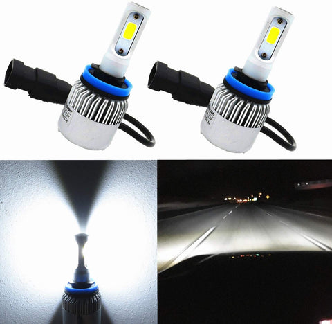 Alla Lighting COB Vision LED H11 Headlight Bulb 8000lm Xtremely Super Bright H8 H9 H11 LED Headlight Bulb Xenon H11 6000K ~ 6500K White All In One Headlamp Conversion Kits Bulbs (Set of 2)