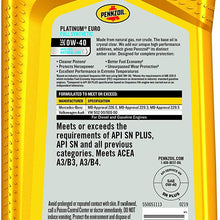 Pennzoil 550051113-6PK Platinum Euro Full Synthetic 0W-40 Motor Oil, 1 Quart, 6 Pack