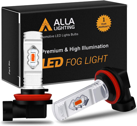 Alla Lighting 3800lm H11 H16 Red LED Fog Lights Bulbs ETI 56-SMD Xtreme Super Bright H8 H11 H16 LED Bulbs Replacement for Cars, Trucks, SUVs, Vans