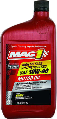 Mag 1 (00603-6PK API SN 10W-40 Synthetic Blend Motor Oil - 32 oz, (Pack of 6)