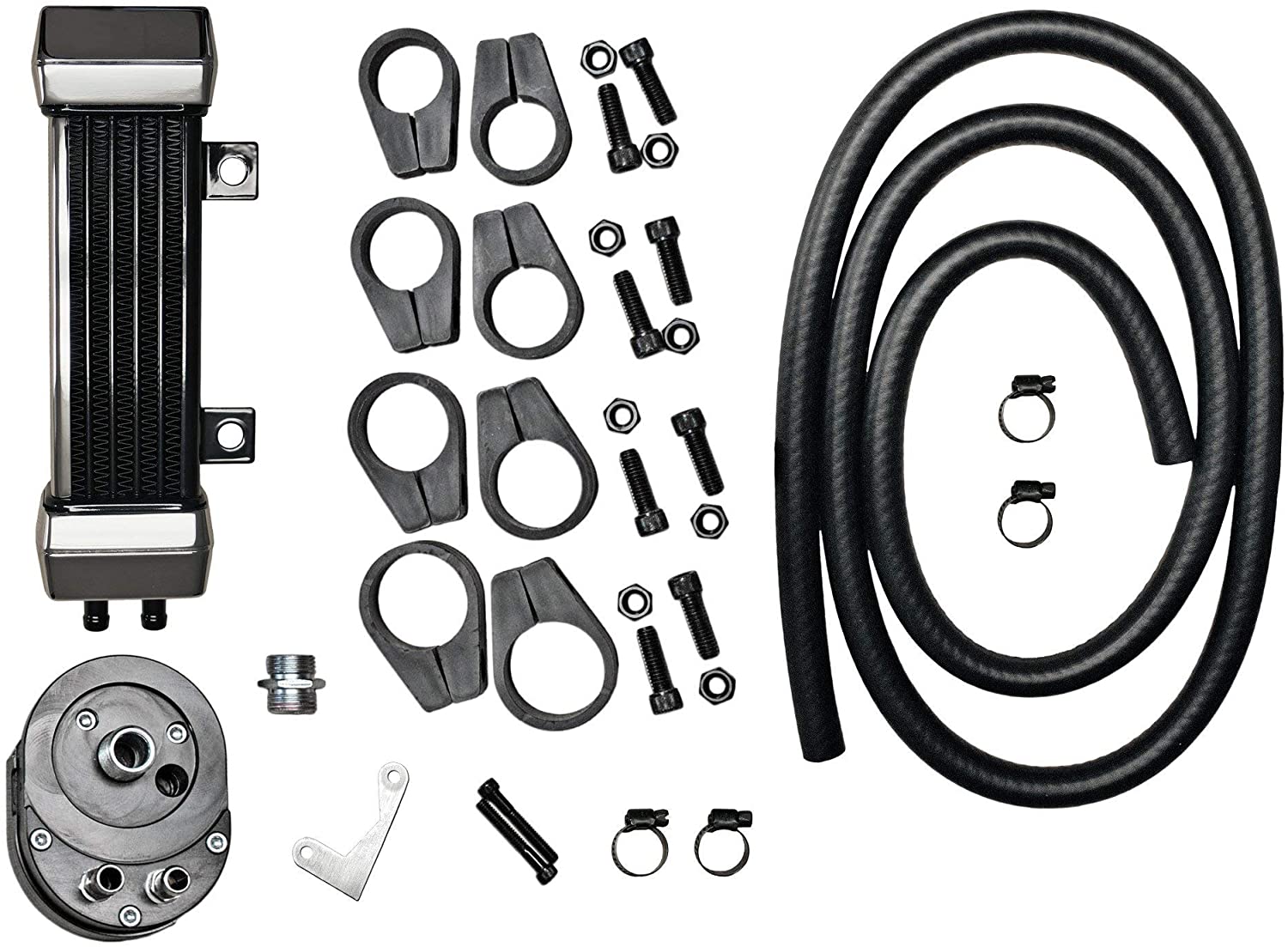 Jagg 750-1100, Harley-Davidson 6 Row Chrome Vertical Frame Mount Oil Cooler System