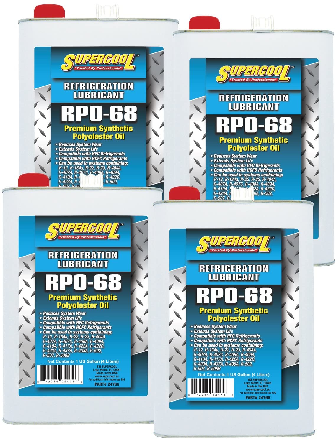 TSI Supercool 24766 HVAC POE 68 Premium Synthetic Polyester Oil - 1 Gallon, Pack of 4