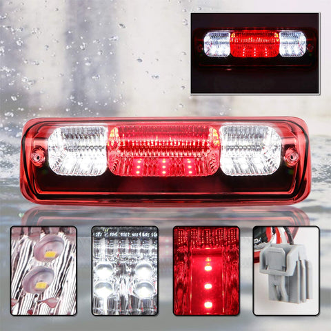 LED 3rd Tail Brake Cargo Light High Mount Lamp For 04-08 Ford F150, 07-10 Ford Explorer Sport Trac, 06-08 Lincoln Mark LT (Chrome Housing Red Lens)
