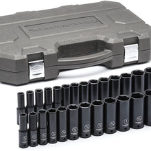 GEARWRENCH 10 Pc. 1/2" Drive 6 Point Deep Universal Impact SAE Socket Set - 84943N, Black