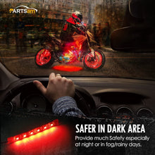 Partsam 2 x 4.5inch Motorcycle LED Third Brake Light Universal Tail Brake Stop Turn Signal Running Light Super Bright 6SMD Red LED Strip Light Bar