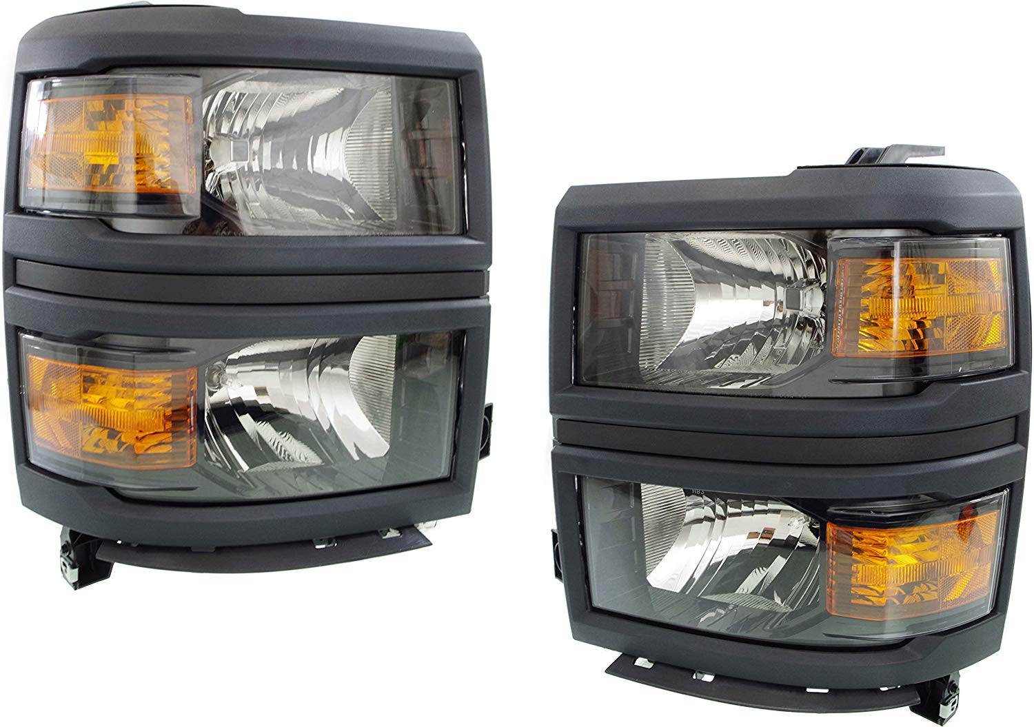 Head Lamp Set of 2 Compatible with CHEVROLET SILVERADO 1500 2014-2015 Right Side and Left Side Assembly Halogen Ls Model 3Rd Gen. CAPA