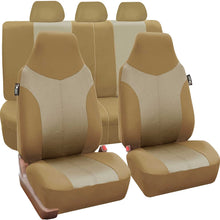 FH Group FH-FB101115 Beige/Tan Supreme Twill Fabric High Back Car Seat Cover (Full Set Airbag Ready and Split Rear Bench)- Fit Most Car, Truck, SUV, or Van