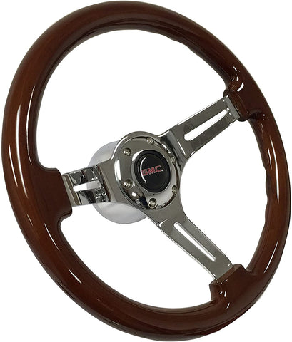 Volante Sport Wood 6-Bolt Mahogany Finish Steering Wheel Kit compatible with 1974-94 GMC Jimmy, Safari, Yukon, Astro