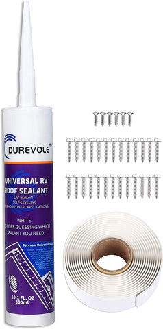 Durevole RV Roof Vent Installation Kit - Sealant, Butyl Tape, Screws - White