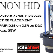 ICBEAMER 10000K D2S D2C D2R Xenon Factory HID Replacement for OEM Headlight Low Beam Light Bulbs Lamp [Color: Blue]