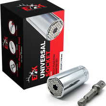 Universal Socket Grip (7-19mm) Multi-Function Ratchet Wrench Power Drill Adapter 2pc Set - Great Gift for DIY Handyman