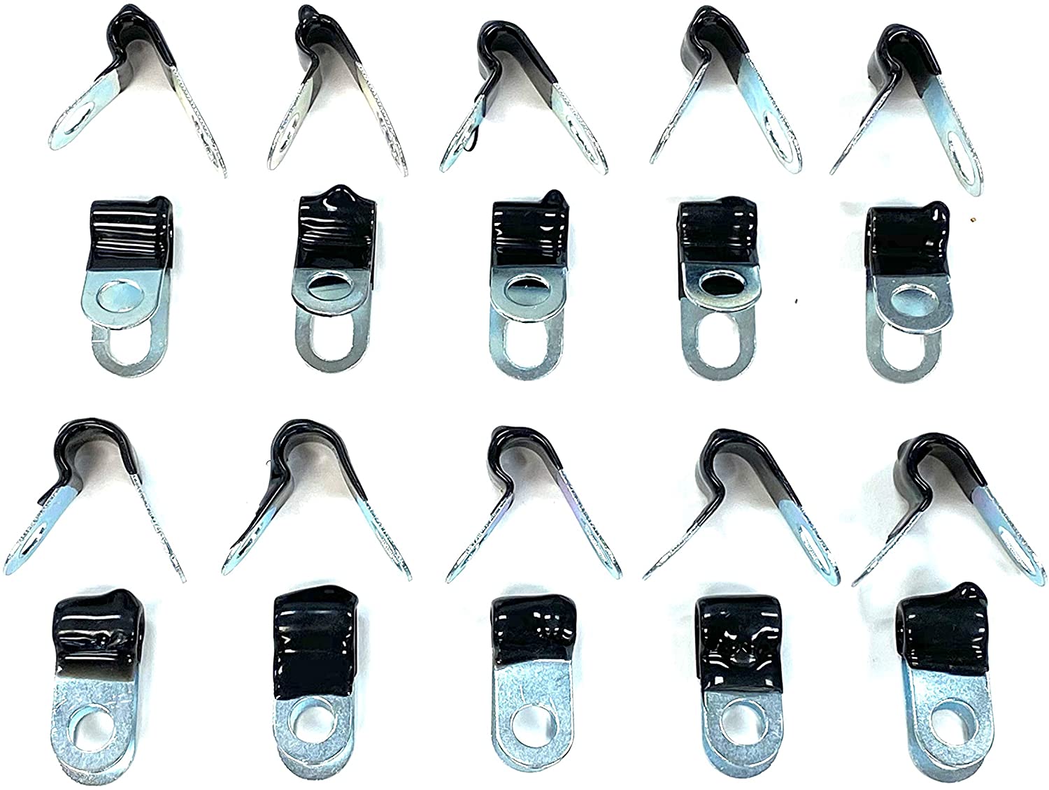 Brake Line Clips for 3/16 & 1/4 Inch Tubing, Rubber Insulated (20 pcs Total)